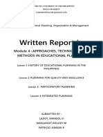 Written Report In: Approaches, Techniques and Methods in Educational Planning