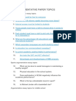 Best Argumentative Paper Topics