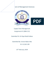 Department of Management Sciences: Supply Chain Management Assignment # 2 (BBA 5-D) Submitted To: Sir Raja Khalid Hafeez