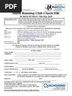 Sinfin Running Club Classic10K: 10.30AM SUNDAY 13th May 2018