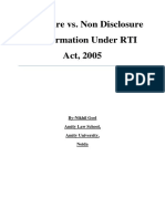 Disclosure vs. Non Disclosure of Information Under RTI Act, 2005 by Nikhil Goel