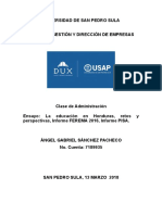 Ensayo Sobre La Educación en Honduras