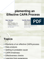 Implementing An Effective Capa Process: Sue Jacobs Cecilia Kimberlin, PHD