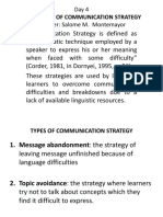 Day 4 - Types of Communicative Strategy