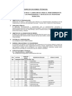 Especificaciones Técnicas Filtro y Aceites