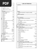 Lista de Materiais Hidrossanitario