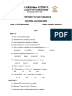 Sri Krishna Adithya: Department of Mathematics Unit Wise Question Bank