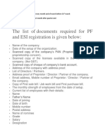 The List of Documents Required For PF and ESI Registration Is Given Below