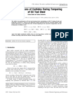 Transformations of Carbides During Tempering of D3 Tool Steel