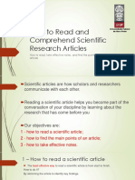 How To Read and Comprehend Scientific Research Articles