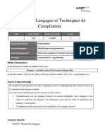 Fiche Module Théorie Des Langages Et Techniques de Compilation