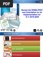 Revisit The RPMS-PPST and Orientation On Its Implementation For S.Y. 2019-2020