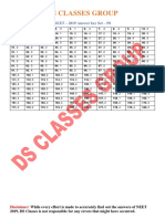 Ds Classes Group: NEET - 2019 Answer Key Set - P6