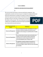 Course Syllabus Ed 331 Classroom and Behavior Management Course Description