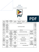 Metro Channel Schedule (2019)