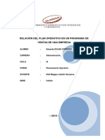 Relación Del Plan Operativo en Un Programa de Ventas de Una Empresa