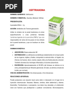 CEFTRIAXONA, Ciprofloxacino y Raitidina