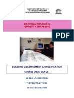 QUS 201 Building Measurement Specification Theory Practical