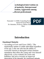 Effect of Psychological Intervention On Emotional Maturity, Interpersonal Communication, Aggression Among Different Professionals