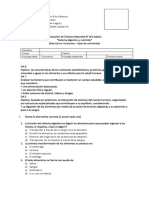 Evaluación 3 Ciencias Naturales 8° Basico Sistema Digestivo y Nutricion