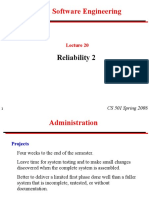 CS 501: Software Engineering: Reliability 2