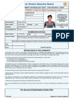 Central Airmen Selection Board: ADMIT CARD - PHASE I (Valid For Male Candidates Only)