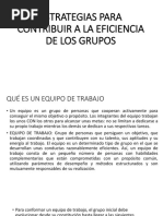 Estrategias para Contribuir A La Eficiencia de Los Grupos