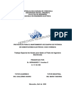 Protocolos para El Mantenimiento de Equipos de Potencia en Subestaciones Eléctricas. Caso COINSECA - Yonathan E. Hernández F.