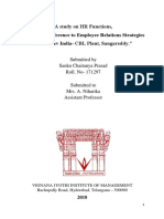 Project On A Study On HR Functions, With Special Reference To Employee Relations Strategies at ABInBev India - CBL Plant, Sangareddy