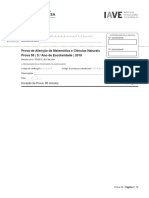 Prova de Aferição de Matemática e Ciências Naturais 5 Ano 2019