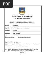 University of Zimbabwe: Mba574: Business Research Methods