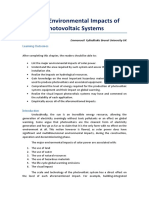 Environmental Impacts of Photovoltaic Systems: Learning Outcomes