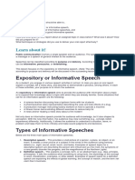 Expository or Informative Speech: Objectives