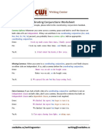 Coordinating Conjunctions Worksheet: Comma Splices