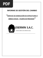 Informe de Gestion de Cambio - Serv. de Demolición de Estructuras y Obras Civiles - Planta de Procesos