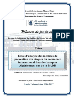 Essai D'analyse Des Mesures de Prévention Des Risques Du Commerce International Dans Les Banques Algériennes PDF