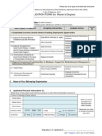 Application Form (For Master 'S Degree) : 1. Study Course