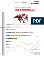 Universidad Alas Peruanas: Ciencias de La Salud Psicologia Humana Ingles Vi