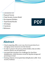 Literaturereview Proposed System Cloud Security System Model Development Modules Experimental Results Advantages Conclusion References