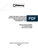 Directiva para La Evaluación de Las Solicitudes de Calificación de Fuerza Mayor para Instalaciones de Transmisión Y Distribución