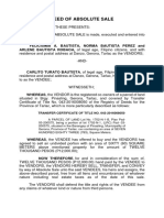 Deed of Absolute Sale: ARLENE BAUTISTA ROBAOA, of Legal Age, Filipino Citizens, and With