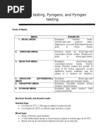 Sterility Testing, Pyrogens, and Pyrogen Testing: Kinds of Media