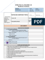 Position and Competency Profile: Rpms Tool For Teacher I-Iii (Proficient Teachers)