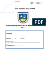 Prueba Matemática NT2