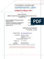 B.Ed. ADMISSIONS - 2019: (Chandigarh Colleges Only)