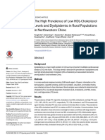 The High Prevalence of Low HDL-Cholesterol Levels and Dyslipidemia in Rural Populations in Northwestern China