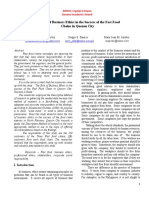 The Role of Business Ethics in The Success of The Fast Food Chains in Quezon City