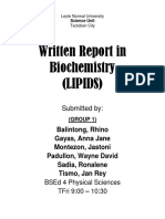 Written Report in Biochemistry (Lipids) : Submitted by