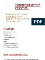 Translation in Prokaryotes and Genetic Code