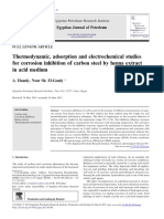 Thermodynamic, Adsorption and Electrochemical Studies For Corrosion Inhibition of Carbon Steel by Henna Extract in Acid Medium